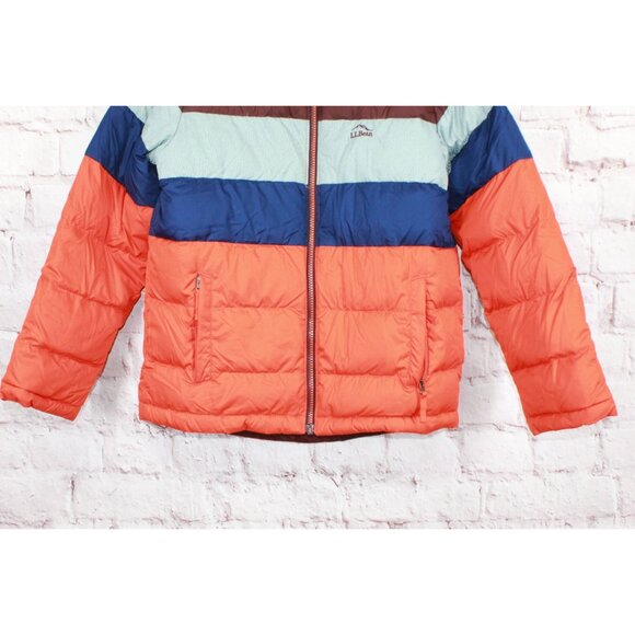 LL Bean Bean's Down Jacket Fleece Lined Colorblock Multicolor Size M 10-12 - Picture 3 of 13